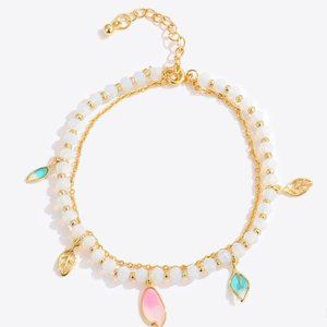 Leaf Charm Layered Bracelet For Women